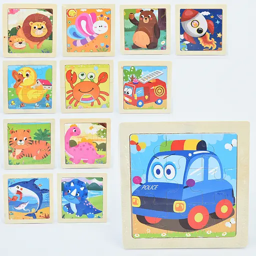 Пазли дерев’яні, 9 деталей, тварини, 11x11x0.5 см (В асортименті) - фото 2