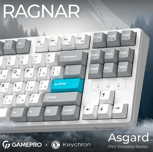 Клавиатура игровая механическая GamePro MK-285-WH Asgard Ragnar Keychron Super Red Switch Bluetooth 5.2/2.4 ГГц/USB White - фото 3