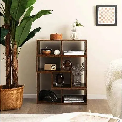 Тумба под телевизор Costway Kotek с полками коричневый - фото 3