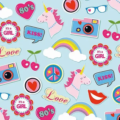 Декуражные салфетки Ambiente Patches & Pins Голубые 33х33см 18.5 г/м2 20 шт. - фото 1