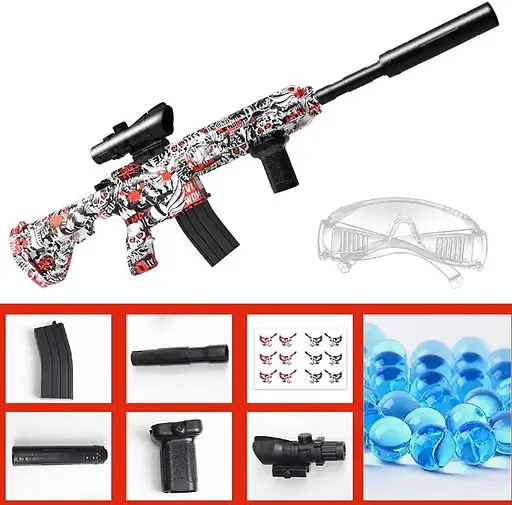 Бластер shoot Splatter M416 Gel Ball 5000 шт. с гель шариками орбиз red - фото 3