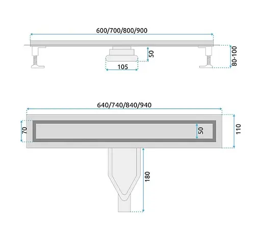 Трап для душу Rea Neox 80 Superflow brushed steel 2в1 REA-G2707 - фото 5