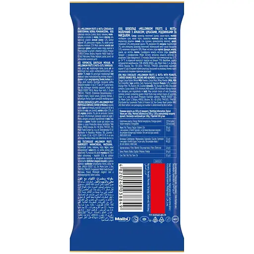 Шоколад Millennium Fruits&Nuts молочный с арахисом, цукатами, изюмом и миндалем 90г - фото 2