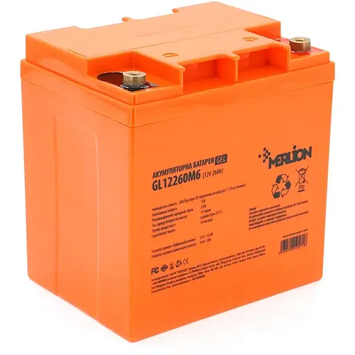Акумуляторна батарея MERLION GL12260M6 12 V 26 Ah (165 х 125 х173) Orange Q1/128