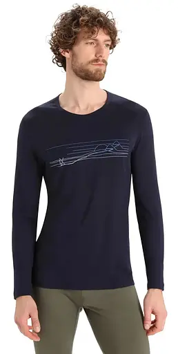 Термокофта Icebreaker 200 Oasis LS Crewe Ski Stripes Men M Midnight (1052-IB0 A56 HU401 M) - фото 2