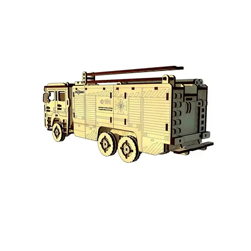 Деревянный конструктор "Пожарное Авто" Pazly UPZ-008 206 деталей - фото 2