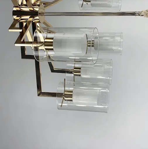 Современный подсвечник в золотом корпусе с двойными плафонами Line.F Количество ламп 6 - фото 5