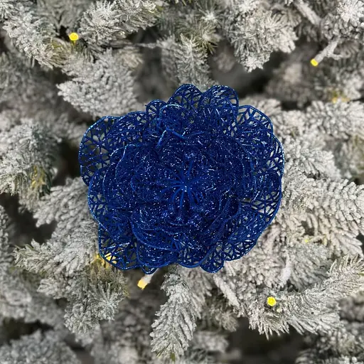 Ялинкова іграшка MIS LT Квітка новорічна велика 17х17х5 см синій - фото 2