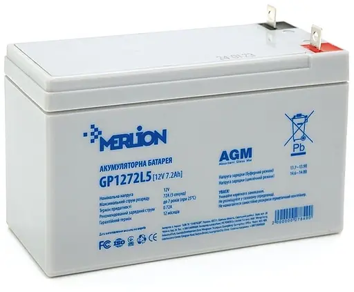 Акумуляторна батарея для ДБЖ Merlion AGM 12 V / 7.2 А*ч (GP1272L5) - фото 1