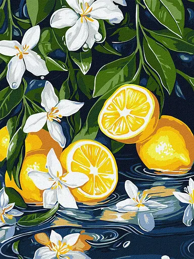 Набір для розпису по номерах Лимон у розрізі, Ideyka, 30x40 см, КНО5733