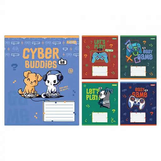 Зошити учнівські 12 аркушів коса лінія 1B Let's Play, 25 шт. в упаковці