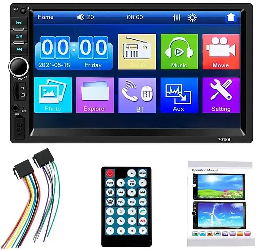 Автомагнитола 1DIN 7018В короткая база с сенсорным экраном Bluetooth USB SD с поддержкой камеры заднего вида Черный - фото 7