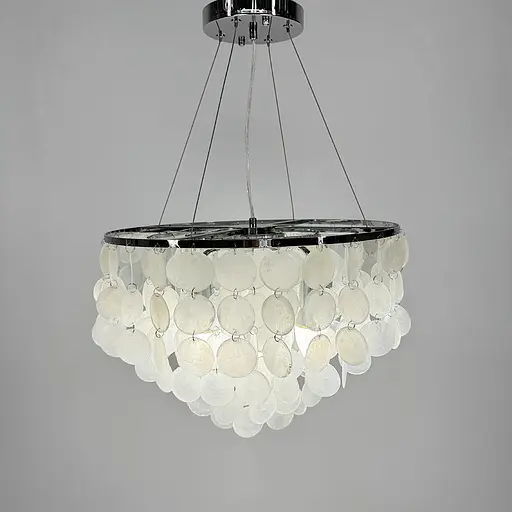 Круглая серебряная люстра ATHELIA с перламутровыми пластинами Ø 45 см | Ст. 1537-450 CH | Line F - фото 2