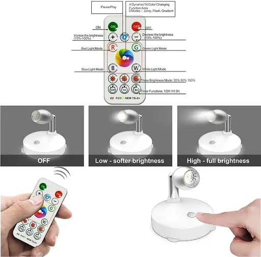 Беспроводной прожектор, 2 упаковки декоративных светильников с батарейным питанием, настенный светильник с головкой - фото 5