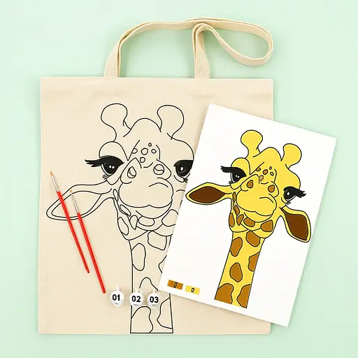 Набор экосумка-раскраска «Жираф» А3 хлопок 220 г/м2 38х42см ROSA Talent [CD] - фото 3