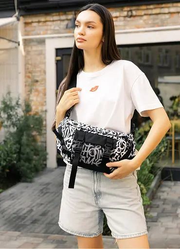 Большая женская поясная сумка бананка Sambag DynamicDart принт "Graphity" 38×21×7 см (80411715) - фото 1