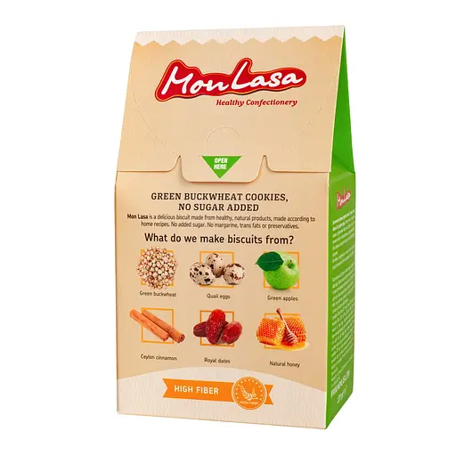 Печенье MonLasa из зеленой гречки с яблоком безглютеновое 120 г - фото 2