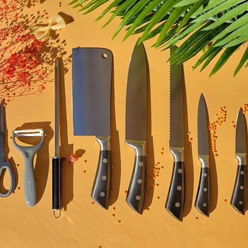 Набор кухонных ножей Edenberg из нержавеющей стали на подставке 9 предметов серый - фото 3