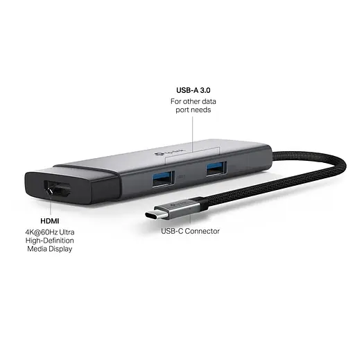USB-Хаб TP-Link USB Type-C 5 в 1 (UH5020C) - фото 5
