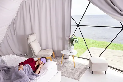 Подарунковий набір Чумацький Шлях: шовкова маска модель 3.1 + шовкова резинка для волосся розмір S Лавандовий (1223-02) - фото 3