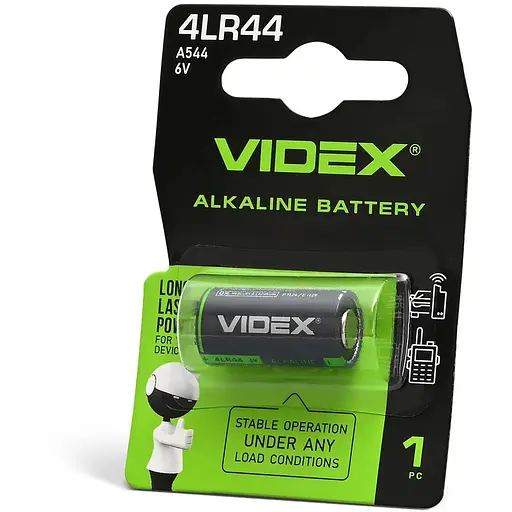 Батарейки LR44, Videx, лужна, 1 шт, 6V, Blister - фото 1