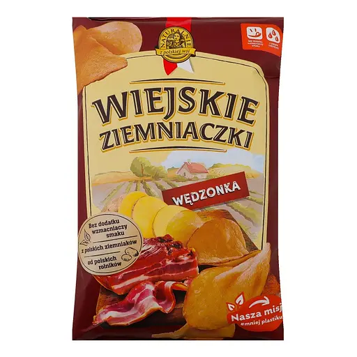Чипси картопляні Wiejskie Ziemniaczki зі смаком бекону 130 г