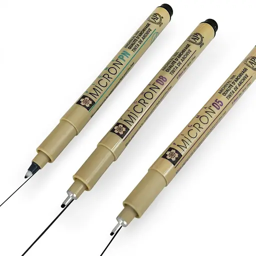 Набір лінерів Pigma Micron 2 шт (0.5/0.8) +1 ручка Micron PN в подарунок Чорний Sakura - фото 3