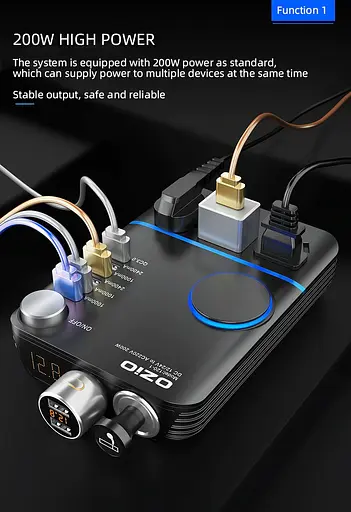 Универсальный автомобильный инвертор OZiO 12V в 220V 200w преобразователь - фото 3