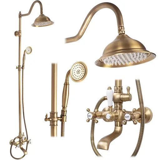 Душевая система Rea Bergamo antique bronze с изливом REA-P5002, Бронза - фото 3