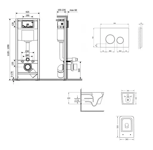Набір Q-tap Nest 4 в 1 підвісний унітаз Swan Ultra Quiet 520x360x320 + комплект інсталяції QT16335180W48200 - фото 8
