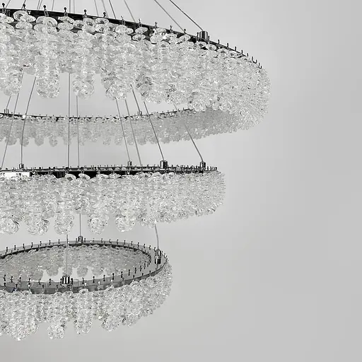 Кільцева кришталева люстра в хромі на 3 яруси 80+60+40 см | Арт. 33038-800+600+400 CH | Line F - фото 3