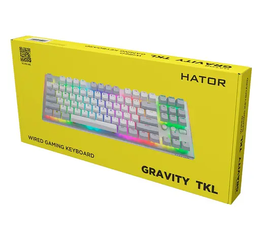 Клавіатура ігрова механічна HATOR HTK-561ENG US Layout White Gravity TKL Orange - фото 13