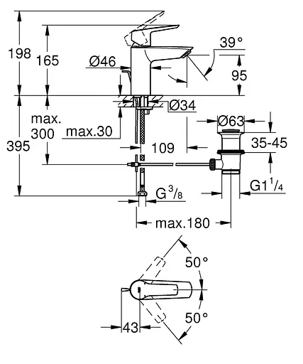 Змішувач для умивальника S-Size Grohe QuickFix Start 24209002 Хром - фото 2
