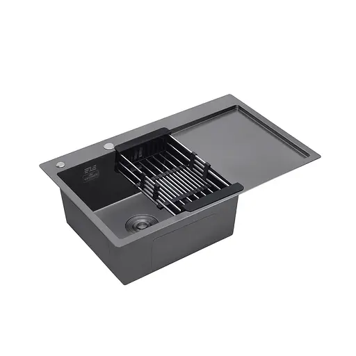 Кухонная мойка Kroner KRP Schwarze - 7849LHM PVD (3,0/1,0 мм) (CV025278) - фото 5