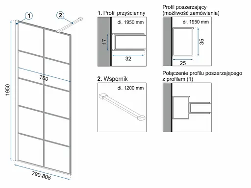 Душевая стенка Rea Bler-1 80 REA-K7952, универсальная - фото 4