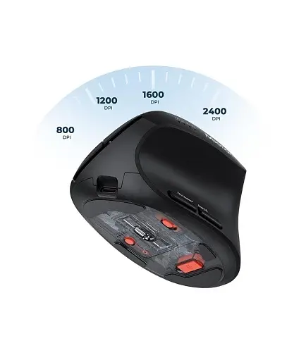 Бездротова вертикальна миша Meetion BTM008 з Bluetooth і 2.4G, ергономіка 57°, акумулятор до 400 годин Black - фото 3