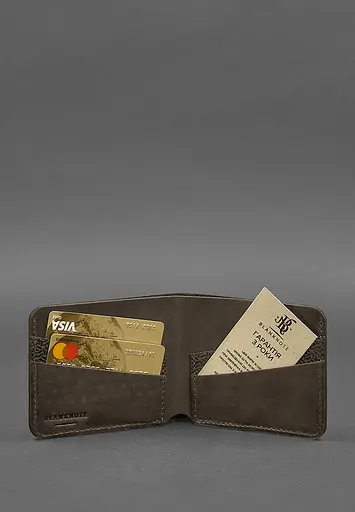 Мужской кожаный портмоне 4.1 (4 кармана) темно-коричневый Карбон - фото 3