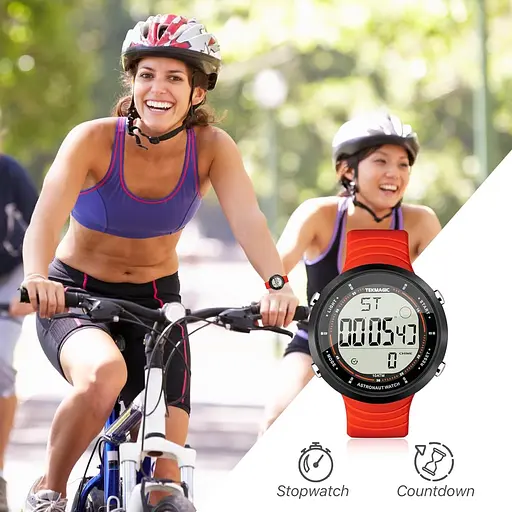 Цифровий спортивний годинник TEKMAGIC, водонепроникний до 100 метрів, для плавання та дайвінгу, з силіконовим ремінцем, підсвічува - фото 3