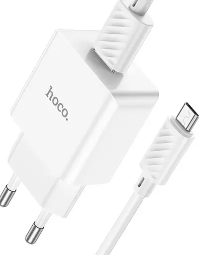 Универсальная зарядка для телефона Hoco C106A Leisur 10,5 Вт/2,1 А кабель MicroUSB 1 порт USB блок питания с проводом Белый - фото 2