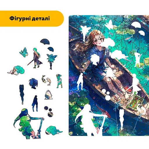 Пазл деревяний Аніме Подорож Озером, А4, Картонна коробка 100 елементів - фото 3