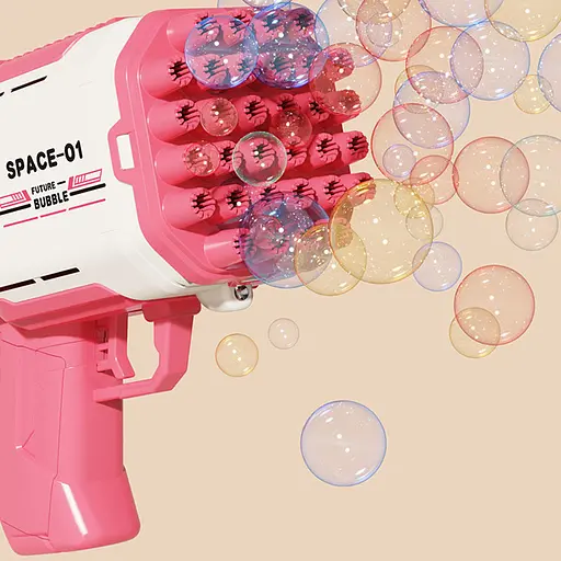 Пістолет для мильних бульбашок Bubble Gun 698-20 з насадками на 32/45 отворів 50ml Pink - фото 2