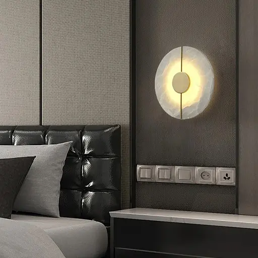 Неймовірне бра з білим мармуром у латунному каркасі Line F W 37G/1 S - фото 8