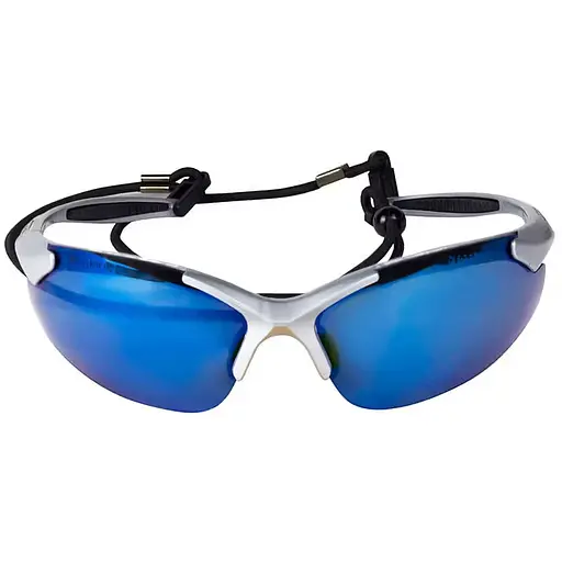 Очки DeWalt Infinity голубые зеркальные поликарбонатные с мягкими резиновыми накладками на скобках и носодержателями (DPG90S-7D)