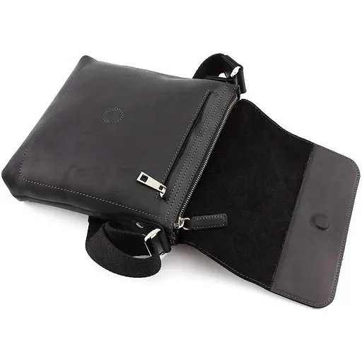 Чоловіча шкіряна сумка через плече GRANDE PELLE 22х22х5.5 см sum0025930 - фото 5