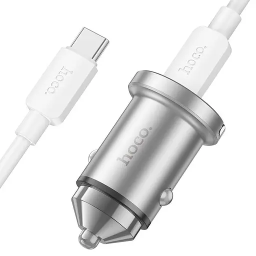 Автозарядный адаптер HOCO NZ10 45 W набор с кабелем usb-c-usb-c серебристый - фото 2