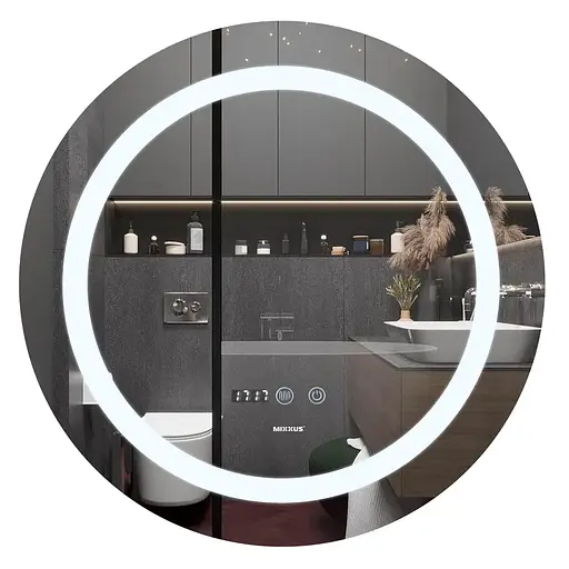 Дзеркало Mixxus Plain MC02-80-CASE (LED Touch, годинник, антизапотівання, димер, регулювання яскравості) MI7158 - фото 1