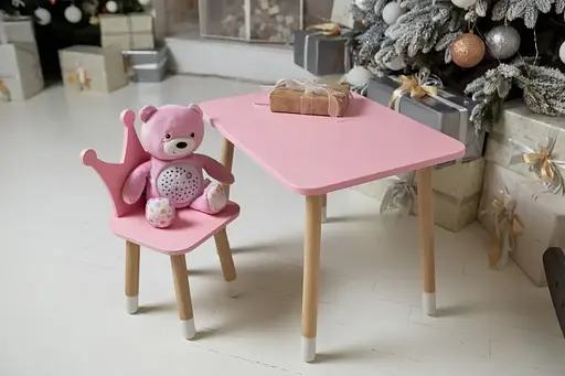 Дитячий прямокутний столик (Рожевий) та стільчик Корона (Рожева) - фото 6