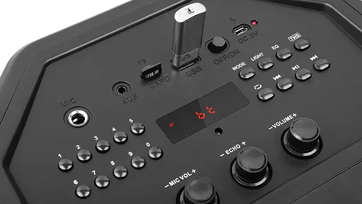 Колонка портативна 2.0 Real-El X-771 Black 2 x 25 Вт пластиковий корпус Bluetooth MicroSD/USB акумулятор 8000 мАг - фото 4