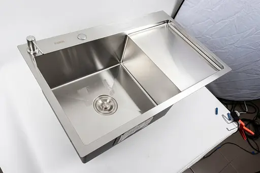 Кухонная мойка СМ 78x50 L нержавейка Platinum Handmade (круглый сифон 3.0/0.8), Нержавеющая сталь - фото 1