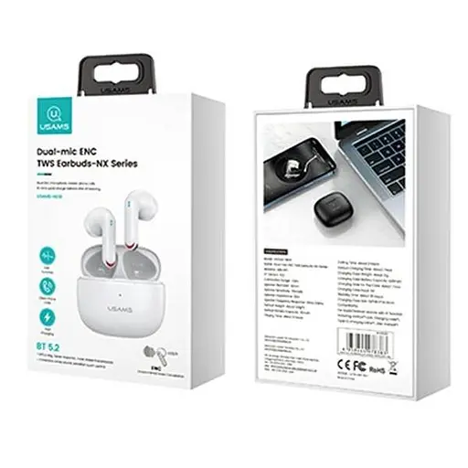Навушники Bluetooth Usams TWS NX10 | BT5.2, 35/320mAh, 5h | white - фото 4